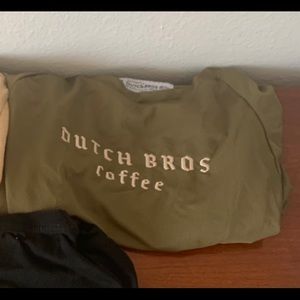 dutch bros dry fit olive green long sleeve
